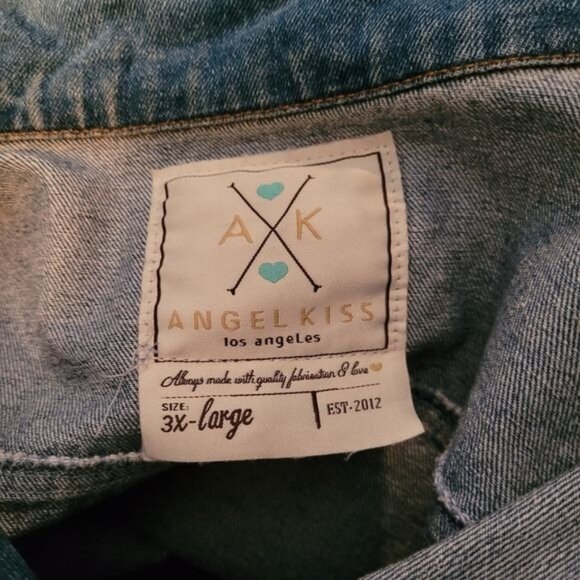 Women's denim blue jacket rocker destroyed hole patches rocker plus size 3X - Picture 8 of 8